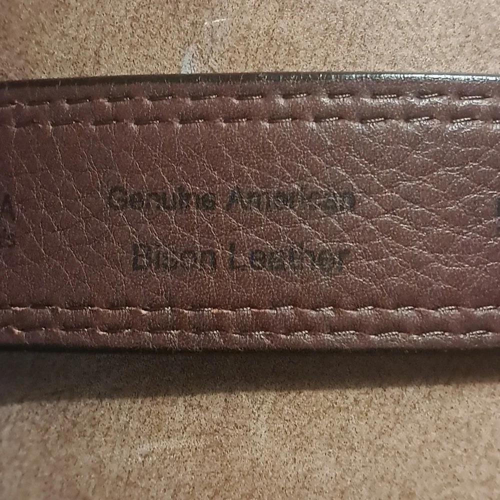 Lejon Men's Bison Leather Black Belt Made In America Sz 48 Western Cowboy Rustic